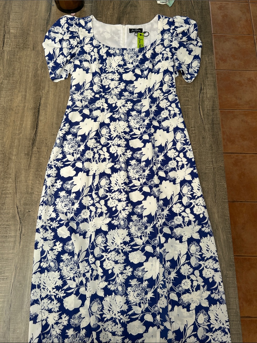 Sam Edelman White Floral on Royal Blue Maxi Dress